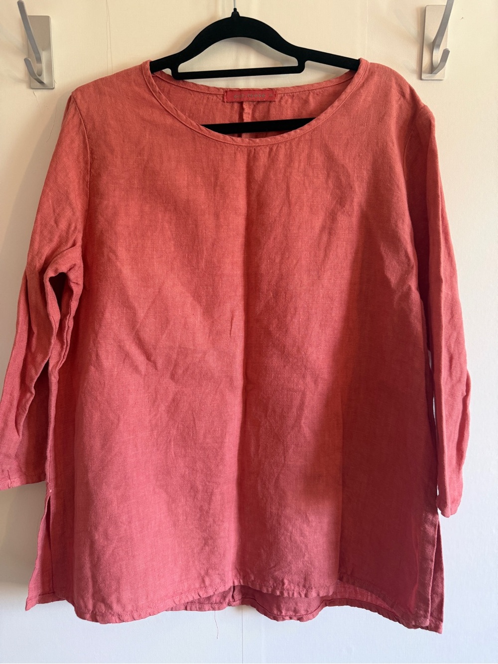 Cut Loose Linen Tunic Top Small Dusty Rose Pink 3/4 Sleeve Made in USA